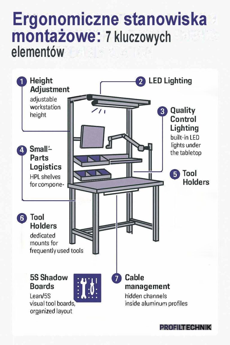 Ergonomia stanowisk montażowych – 7 kluczowych elementów, które mają realne znaczenie na wygodę i bezpieczeństwo